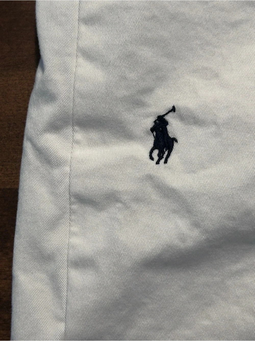 Polo Ralph Lauren Stretch Classic White Chino Navy Pony Shorts Men's Size 34 9”